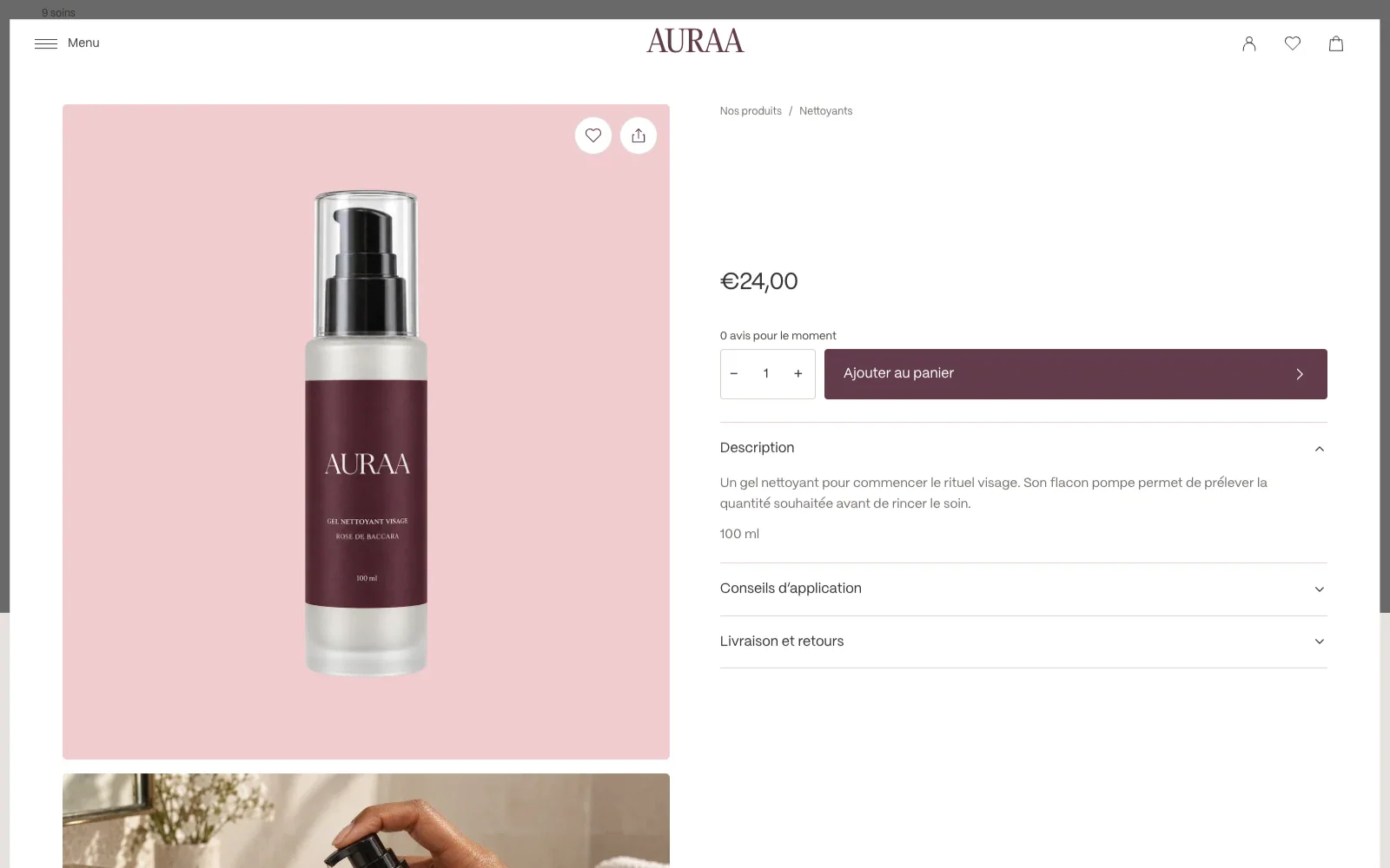 Fiche du gel nettoyant Auraa