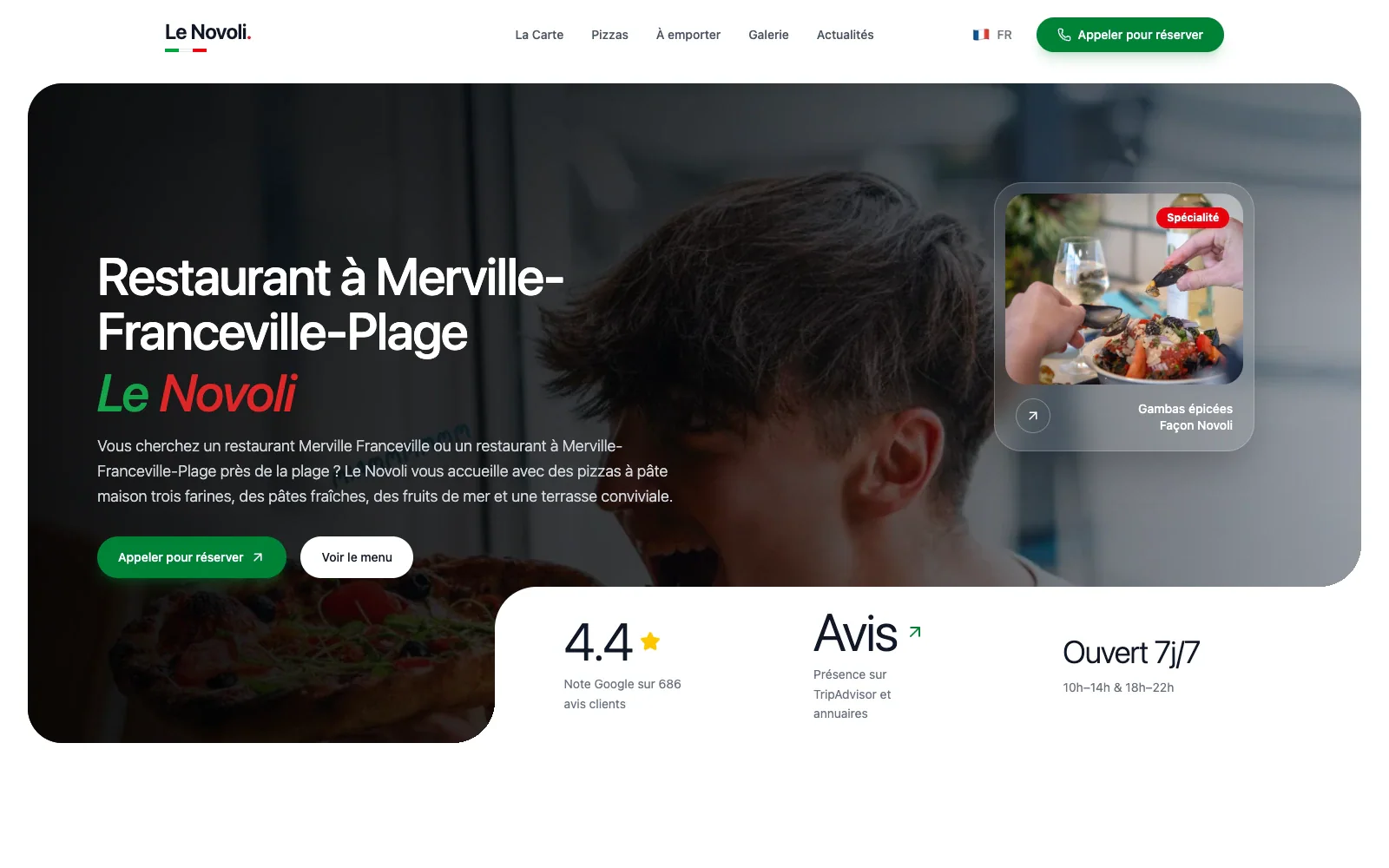 Site du restaurant Le Novoli